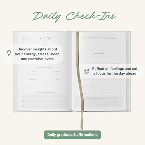 Yop & Tom Wellness Journal – Self Care Journal & Mindfulness Diary, Gratitude Notebook, 192 Pages Hardcover, Pink Stripes - color: Pink Stripes