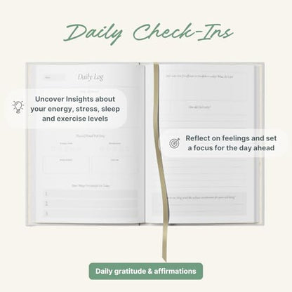Yop & Tom Wellness Journal – Self Care Journal & Mindfulness Diary, Gratitude Notebook, 192 Pages Hardcover, Pink Stripes - color: Pink Stripes