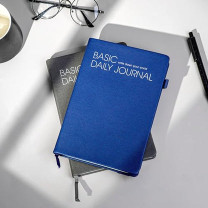 CAGIE A5 Lined Journal Notebook 256 Pages Journals for Writing with Pen Loop Hardcover Journaling Notebooks with Inner Pocket, 5.7" x 8.3", Blue - color: 01 blue