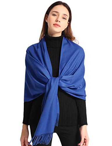 Pashmina Shawl Women Winter Scarf Warm Wedding Wraps Ladies Scarves for Evening Dresses - color: Royal Blue