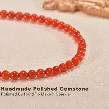 14in Agate Wrap Bracelet for Women Men Natural Round Beaded Agates Stone Healing Stretch Bracelets Elastic Handmade Polished Gemstone Beads Bracelet - color: Red Agate, size: 6mm Beads