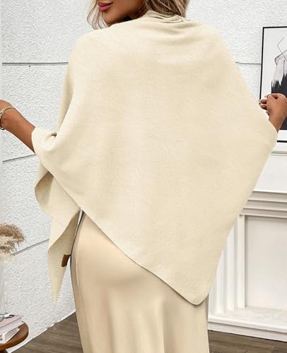 Women's Pashmina Shawl Wraps for Evening Dresses Wedding Bridal Open Front Poncho Cape Soft Large Scarf - color: Beige