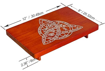Altar Table, Meditation Table, Small Altar Table, Wooden Witch Altar, Wiccan Alter Table, Buddhist Shrine, Engraved Triquetra （The Celtic Trinity Knot） on Table Top, 12 × 8 inches - color: The Celtic Trinity Knot (Triquetra)