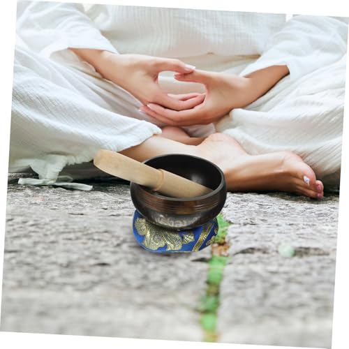 Unomor Handcrafted Tibetan Singing Bowl with Wood Rod and Cushion for Yoga Meditation Stress Relief Mindfulness Chakra Healing Relaxation and Home Decor