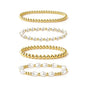 Zeffy Gold Pearl Beaded Bracelet for Women, 14K Gold Plated Jewelry Set With Paperclip Link Chain, Trendy Stack Bracelets - style: 4PCS Pearl Beaded Bracelets