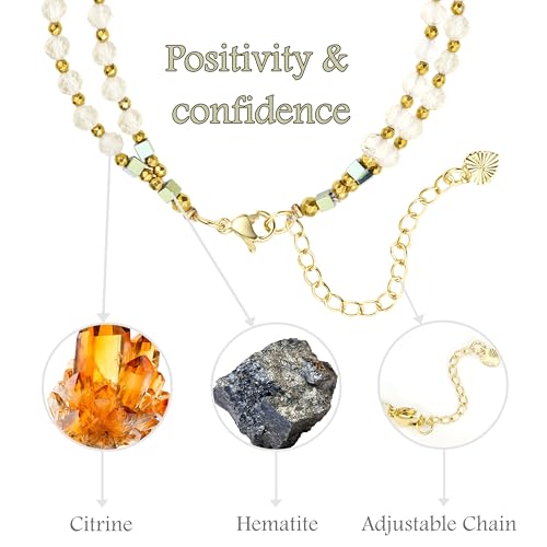 Farfume Beaded Bracelets for Women, Chakra Crystal 4mm Beads Gemstone Natural Stone Bead Spiritual Jewelry Gifts for Women - color: Yellow Citrine-Positivity