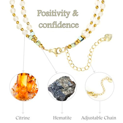 Farfume Beaded Bracelets for Women, Chakra Crystal 4mm Beads Gemstone Natural Stone Bead Spiritual Jewelry Gifts for Women - color: Yellow Citrine-Positivity