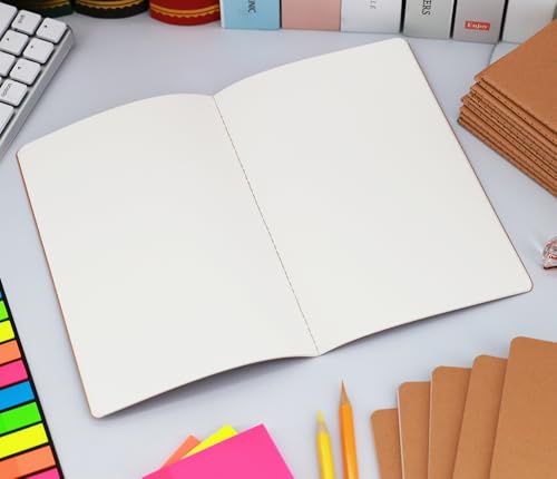 16 Pack Kraft Blank Notebooks for Writing, A5 Size 8.3 x 5.5in, 60 Pages Each, Bulk Sketchbook Journals Set for Travel Journal, Student, Kids, Writing - style: 16pack Blank pages
