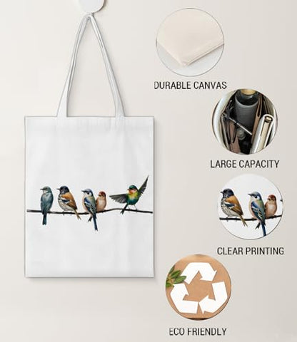 Aesthetic Canvas Tote Bag for Women，Cute Double-Sided Pattern Shoulder Bag