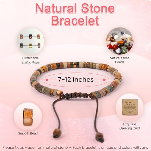 Inspirational Gifts Bracelets for Women: Mothers Day Birthday Gifts for Mom Women Friends Sister - Healing Natural Stone Beads Bracelets Thinking of you Get Well Soon Gift for Women