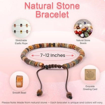 Inspirational Gifts Bracelets for Women: Mothers Day Birthday Gifts for Mom Women Friends Sister - Healing Natural Stone Beads Bracelets Thinking of you Get Well Soon Gift for Women