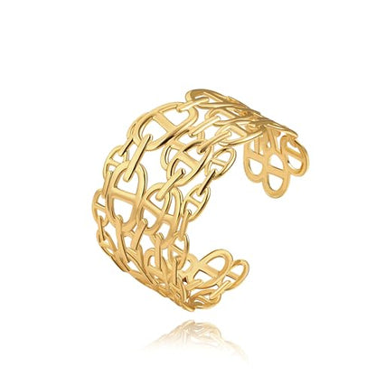 POTESSA 18K Gold Plated Cuff Bracelets Adjustable Dainty Bangle Handemade Jewelry for Women - style: Pig Nose