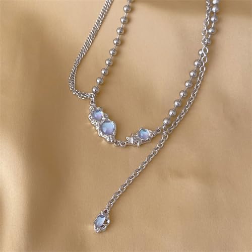 Y2k Irregular Necklace Star Pendant Moonlight Stone Fashion Collar Chain Design Spicy Silver Jewelry for Women - color: Style8