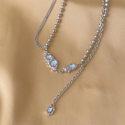 Y2k Irregular Necklace Star Pendant Moonlight Stone Fashion Collar Chain Design Spicy Silver Jewelry for Women - color: Style8