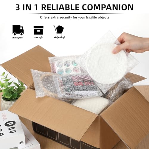 Frienda 300 Pcs Clear Self Sealing Bubble Cushion Bags Double Wall Bubble Pouch Bag Plastic Shockproof Protective Packing Bags for Small Business Moving Shipping Packaging Storage(6" X 6") - size: 6" X 6"