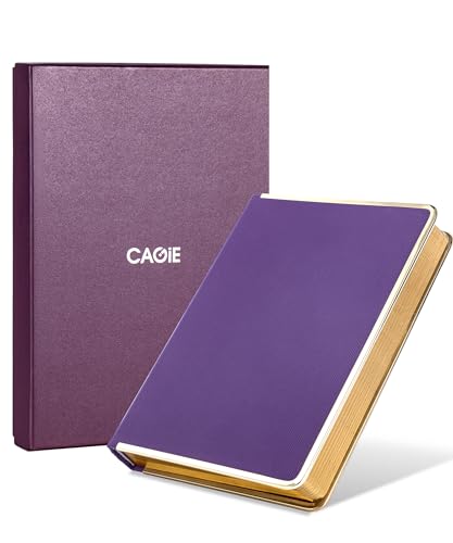 CAGIE Elegant Gold-Edged Journal for Women – Aesthetic Vegan Leather A5 Notebook, 256 Pages 100GSM Thick Paper Hardcover Diary, Gift Journals for Writing - color: Z-Purple