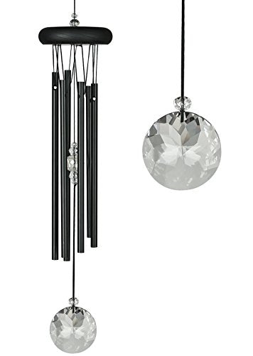 Woodstock Wind Chimes for Outside, Garden Decor, Outdoor Decor for Your Patio and Porch (16") Woodstock Crystal Meditation Black Wind Chimes Gifts (CCMK)