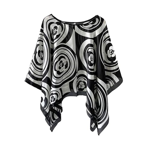 Women's Satin Cover Up Short Poncho Tops Sheer Chiffon Boho Pashmina Shawl Beach Soft Shawl - color: Style31