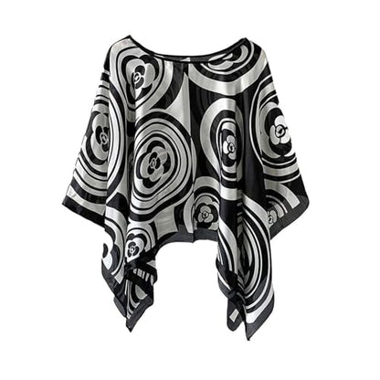 Women's Satin Cover Up Short Poncho Tops Sheer Chiffon Boho Pashmina Shawl Beach Soft Shawl - color: Style31