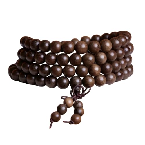 Handmade Mala Beads Bracelet 108 8mm Prayer Meditation Bracelet Sandalwood Elastic, Buddhist Beads, Prayer Mala Necklace for Men and Women Gifts