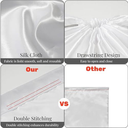 12 Pack Dust Bags for Handbags, Silk Cloth Bag With Drawstring Large Travel Storage Pouch for Handbag Purse Shoes Boots - color: 12 Pack White
