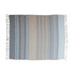 Creative Co-Op Striped Cotton Blend Throw with Fringe, Light Blue