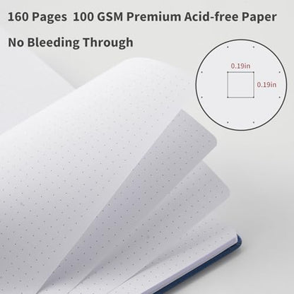Heture Hardcover Dotted Notebooks, A5 Dotted Journal Notebook for Writing 160 Pages, 8.2 x 5.5 inch, Classic Dotted Notebooks for College/Work/Travel(Blue 3 Pack) - color: Blue, style: Dotted-3 Pack