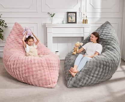 Hobestluk 3 in 1 Bean Bag Chair Giant Bean Bag Chairs for Adults with Bubble Cover Convertible Bean Bag Floor Cushion with Machine Washable Cover for Living Room (Bubble Grey) - color: Ash Grey