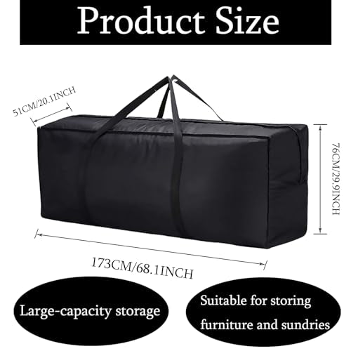 68" Waterproof Outdoor Cushion Storage Bag,Large Patio Furniture Cover with Zipper&Handles-Heavy Duty 68x30x20 Inch for Pillow,Christmas Tree,Table,Pool&Garden Outdoor Storage