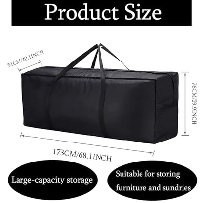 68" Waterproof Outdoor Cushion Storage Bag,Large Patio Furniture Cover with Zipper&Handles-Heavy Duty 68x30x20 Inch for Pillow,Christmas Tree,Table,Pool&Garden Outdoor Storage
