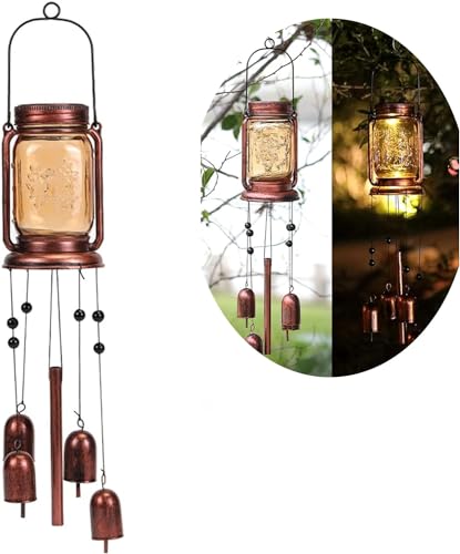 Solar Wind Chimes for Outside, Birthday Mother' s Day Gifts for Mom Women Grandma,Solar Mason Jar Wind Chime Light Unique Hanging Wind Chimes Outdoor,IP65 Waterproof, Yard Garden Terrace Courtyard - size: 1 pack-Mason jar wind chime