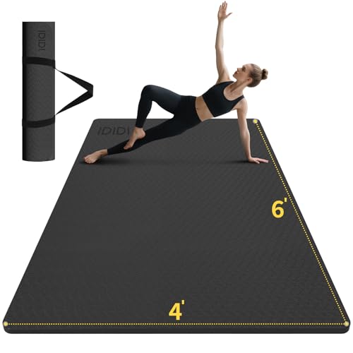 Large Yoga Mat (6'x 4') - Extra Long and Wide Workout Mat for Men and Women, Non-Slip POE 0.32''/0.4'' Thick Fitness Mat, Eco-Friendly Exercise Mat for Home Workouts, Ideal for Yoga and Pilates - color: Black, size: 8mm