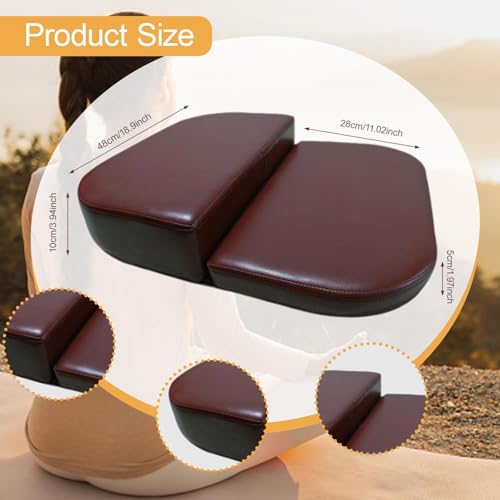 Folding Meditation Bench for Adults - PU Leather & Sponge Kneeling Stool, 18.9x11 Inch Portable Prayer Bench for Home Yoga