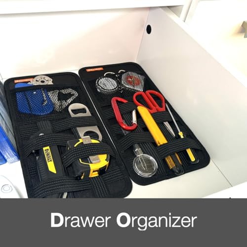 Travel Drawer Bin Organizers - Pack of 3, Elastic Panels for Cables, Cords, Electronics, Suitcase - Tactical Organizer Board for Junk Drawer and Bin