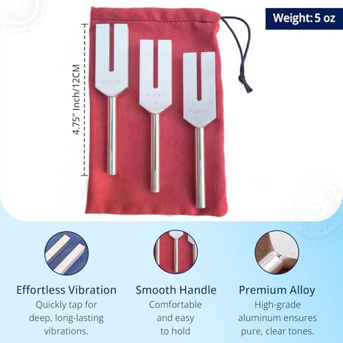 Angel Tuning Forks for Healing - Made in the USA - 4160 hz, 4225 hz & 4096 hz (aka Crystal Tuner), Connect with Higher Energies and Frequencies - Sound Healing Instrument & Sound Therapy Instruments - size: Angel Tuners - 3 Piece Set