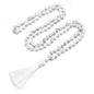 8MM Beads Chakra Long Mala Necklace Natural Stone Meditation Statement Necklace Japa Yoga Buddhist Rosary Prayer Charm Beaded Tassel Necklace - color: White Turquoise