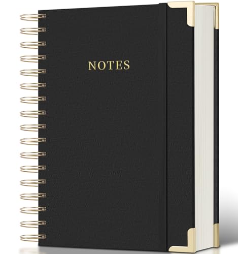Spiral Notebook Journal, 328 Pages Linen Hardcover College Ruled Notebook, Lined Thick Journals for Women Men, A4 Thick Spiral Journal for Writing, 100GSM Paper, Cute Notebooks for Work School - color: B-Black, size: A4(8.5INCH×11INCH)