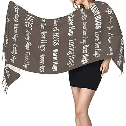Hugs Shawl Gift For Friends And Family With Inspirational Messages Pashmina Positive Energy,Compassion,Serenity Wraps - color: Oqo03