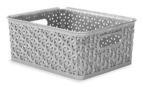 Whitmor 6597-5656-SLVR Resin Tote, Small, Silver - color: Silver, size: 9.76"L x 7.8"W x 3.94"H