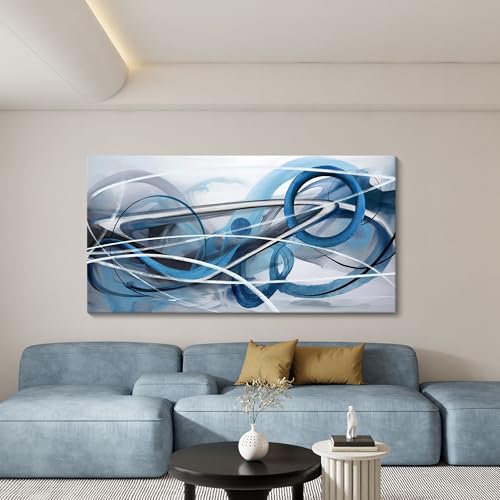 YDYSUNE Blue Abstract Wall Art Modern Canvas Wall Paintings Abstract Artwork for Living Room Pictures for Bedroom Wall Decor Office Home Decoration Size 29×58IN - color: Blue and White, size: 29"L x 58"W