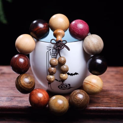 Zen Dear Unisex Natural Colorful Wood Buddhist Prayer Beads Bracelet Necklace Tibetan Mala Prayer Beads - style: 20mm 12beads