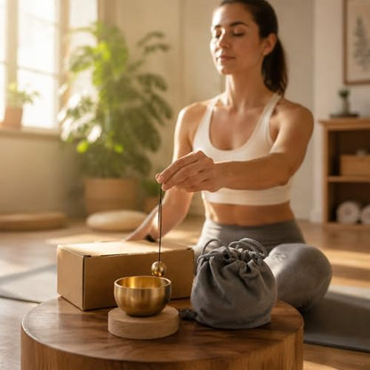 Mini Singing Bowl Set,Portable Brass Meditation Sound Bowl for Yoga,Chakra Healing,Stress Relief & Mindfulness,Self Regulation Tools,Handheld Singing Bowl,Unique Spiritual Gift for Women and Men