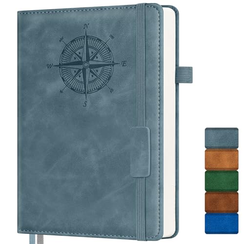 Notebook Journal for Women Men: Leather Journal for Writing, Hardcover College Ruled Journals Notebooks with Thick Paper, Large A4 Daily Journal for Travel, Diary, Gifts for Teens, 8.5"×11", Deepblue - color: Deepblue, size: A4
