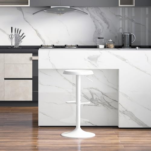 Adjustable Bar Stool, Swivel Round Metal Airlift Barstool, Backless Counter Height Bar Chair for Kitchen Dining Room Pub Cafe, 1 pc (White) - color: White, size: 1 pc