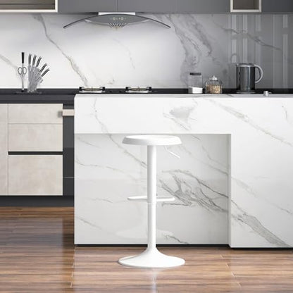 Adjustable Bar Stool, Swivel Round Metal Airlift Barstool, Backless Counter Height Bar Chair for Kitchen Dining Room Pub Cafe, 1 pc (White) - color: White, size: 1 pc