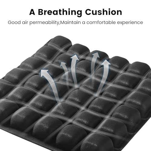 Travel Cushion Inflatable Seat Cushion 3D Air Seat Cushions Adjustable Inflatable Portable Airplane Pad for Wheelchair, Car, Office, Home Living (Black)