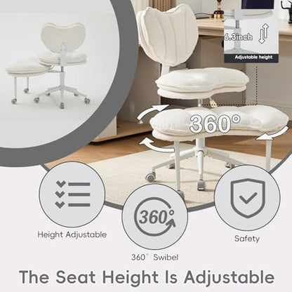 Meditation Chair with Wheels, Ergonomic Criss Cross Chair, Adjustable ADHD Floor Sitting Chair, Swivel Cross Legged Office Chair with High Back, Kneeling Posture Chair, Comfortable Fabric（Beige） - color: （fabric）beige