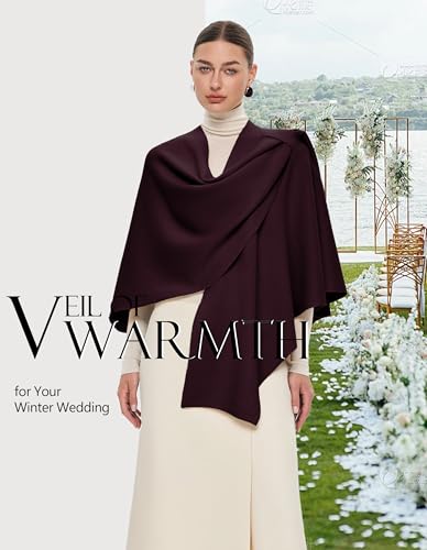 PULI Womens Large Cross Front Poncho Sweater Wrap Topper Knitted Elegant Shawls Cape for Fall Winter - color: Extra Warm Burgundy