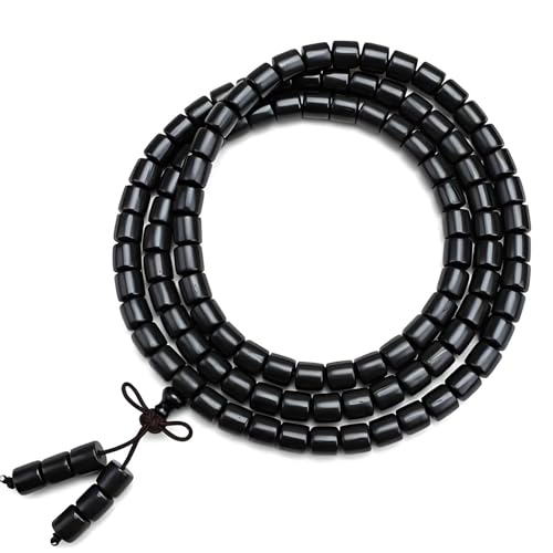 Zen Dear Unisex Natural Ebony Wood Buddhist Prayer Bead Necklace Bracelet Tibetan Prayer Mala Beaded Black - style: 08mm 108Bucket Beads