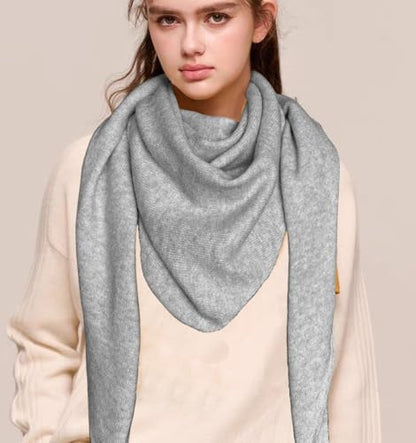 Shawl Wraps For Women,Womens Knitted Knotted Shawls Wool Cashmere Shoulder Top Sweater Shawl Scarf for Fall Winter - color: Gray